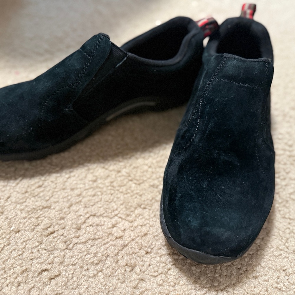 Black Suede Slip-On Loafers with Elastic Opening